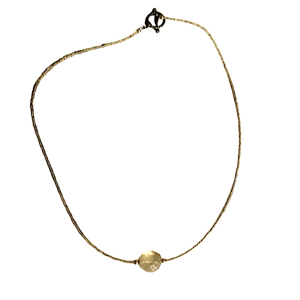 citrine gemstone necklace seed beads necklace - Picture 7 of 16